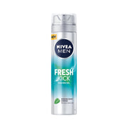Refect Beauty NIVEA Men Fresh & Kick Shaving Gel with cooling mint extract in a blue and silver aerosol canister