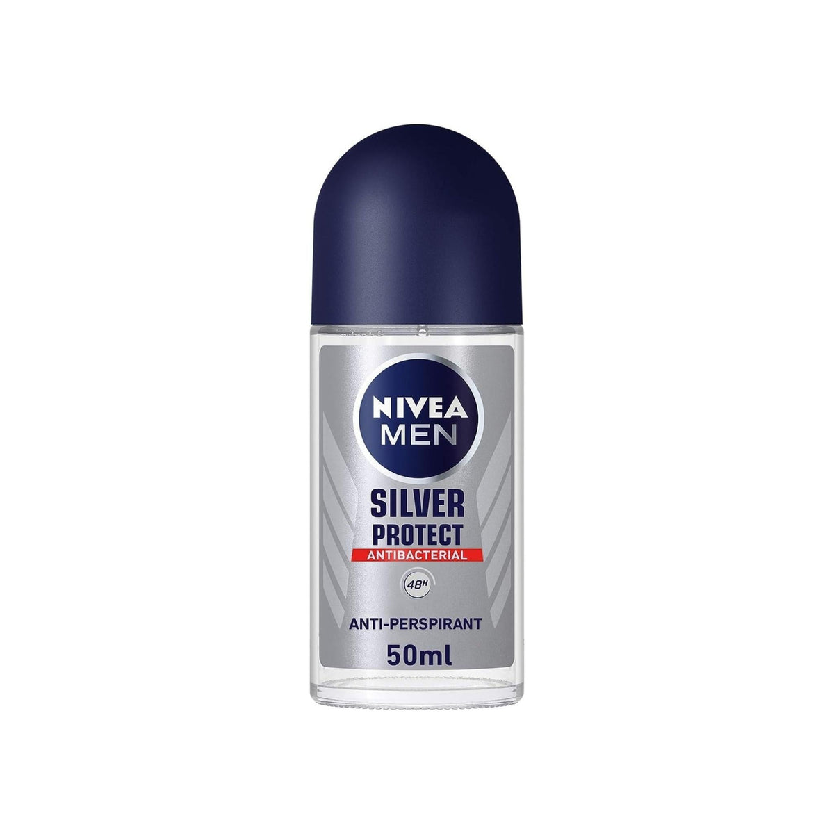 Refect Beauty Nivea Men Silver Protect roll-on anti-perspirant with antibacterial silver ions in a 50ml bottle.