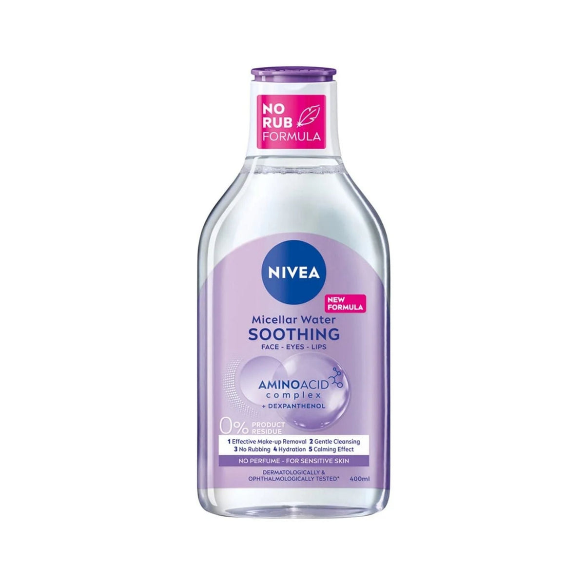 Refect Beauty Nivea Soothing Micellar Water for face, eyes, and lips in a 400ml bottle for sensitive skin.