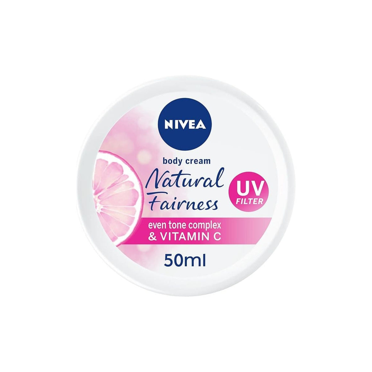 Refect Beauty Nivea Natural Fairness face and body cream jar with Vitamin C and UV filter for radiant skin