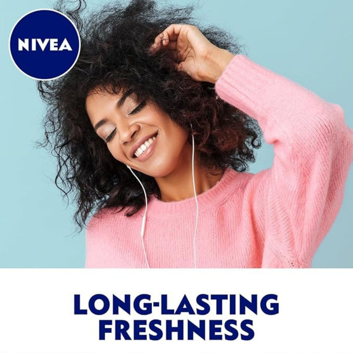 Refect Beauty Nivea Natural Fairness antiperspirant spray featuring a smiling woman in a pink sweater