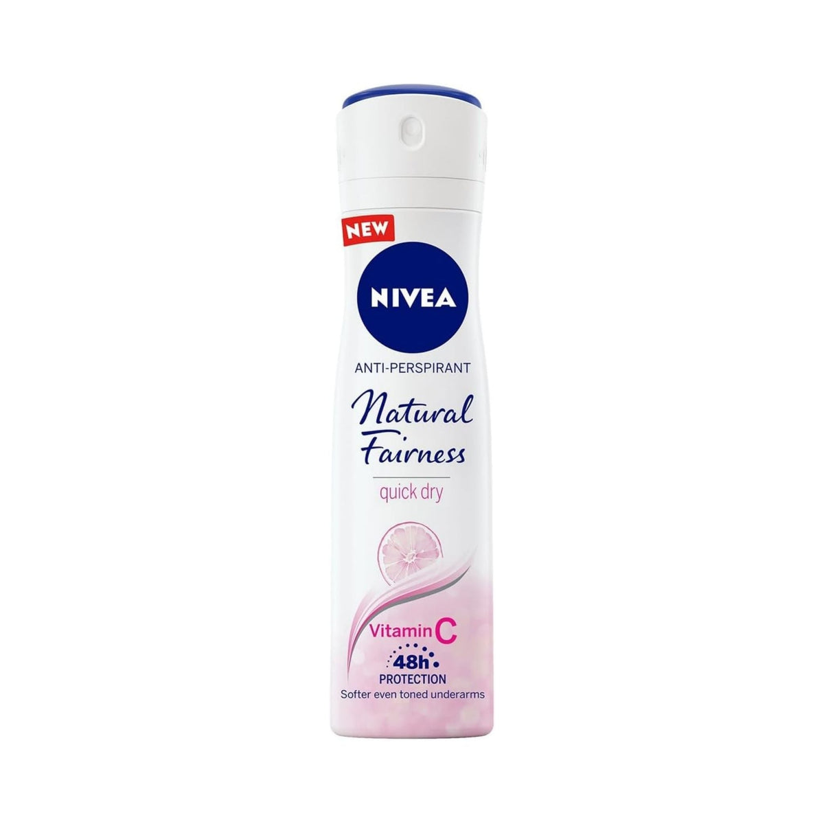Refect Beauty Nivea Natural Fairness antiperspirant spray with Vitamin C for 48-hour protection and even skin tone.