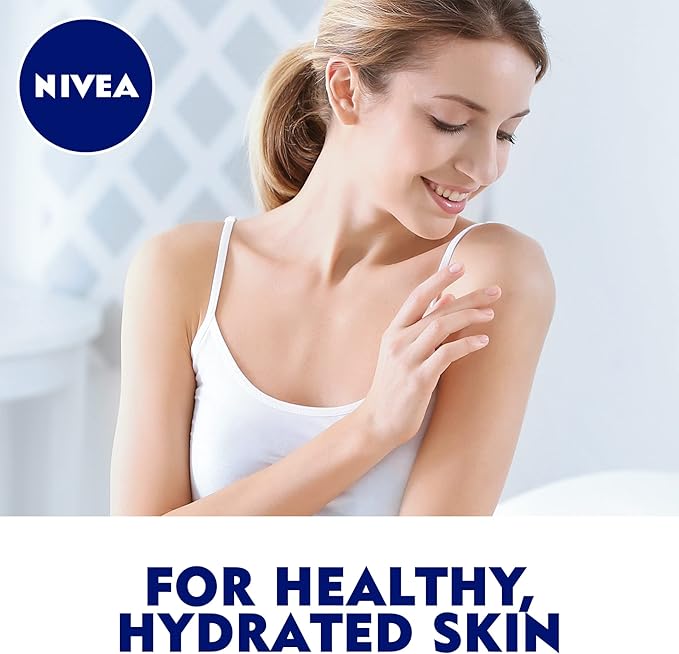 Refect Beauty Nivea Natural Glow Body Cream applied by a smiling woman for healthy, radiant, and hydrated skin