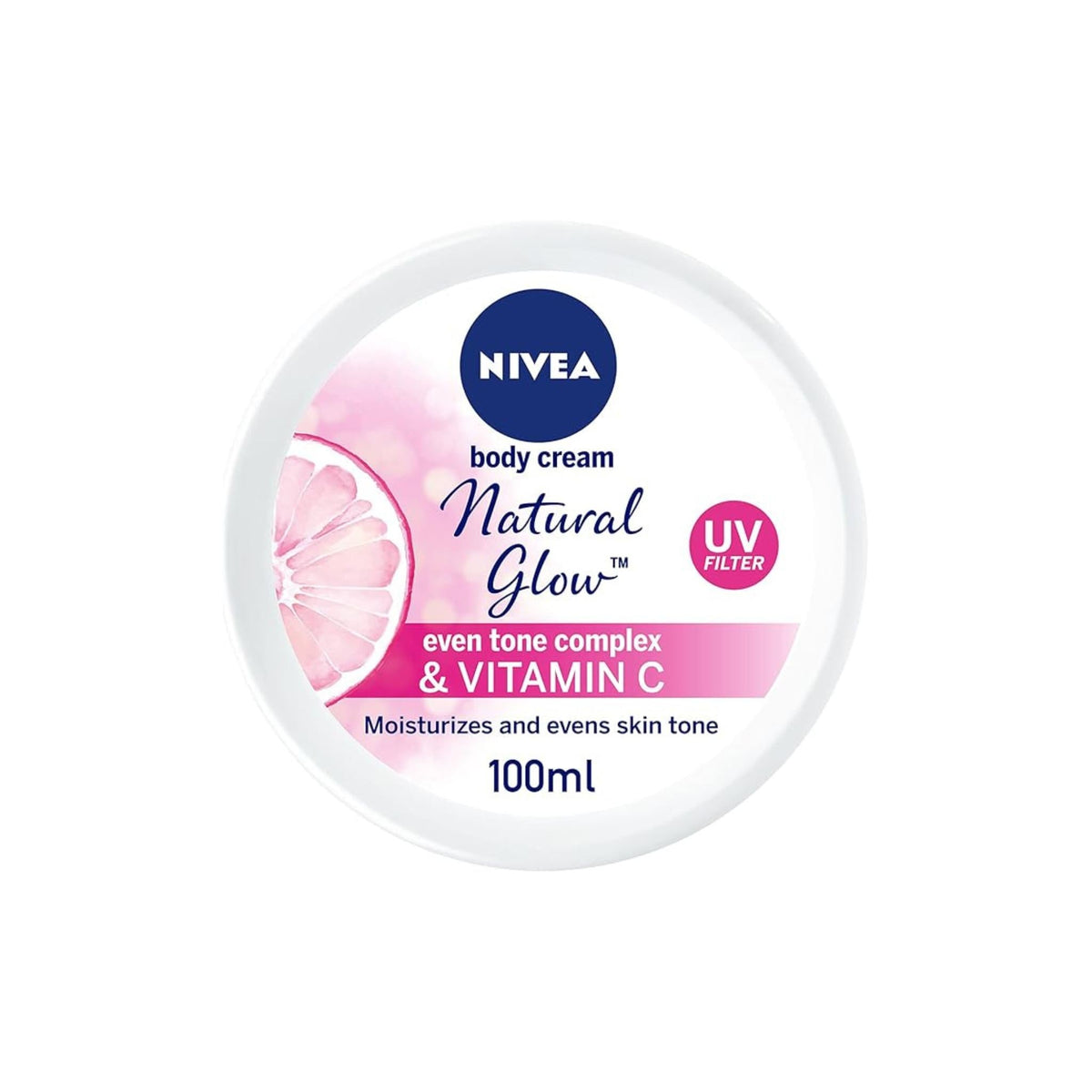 Refect Beauty Nivea Natural Glow body cream 100ml jar with Vitamin C and UV filters for even skin tone