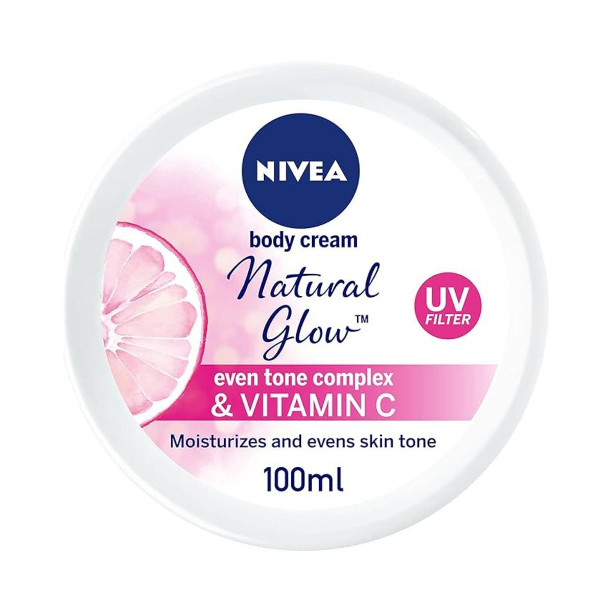 Refect Beauty Nivea Natural Glow face and body cream jar with Vitamin C and UV filter for even skin tone