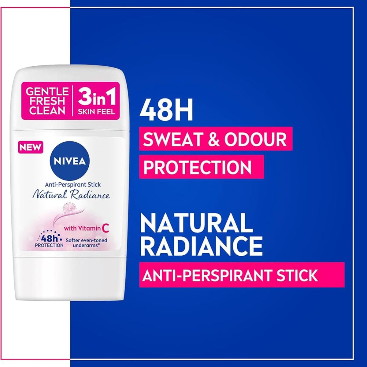Refect Beauty Nivea Natural Radiance antiperspirant stick for women offering 48-hour sweat and odour protection