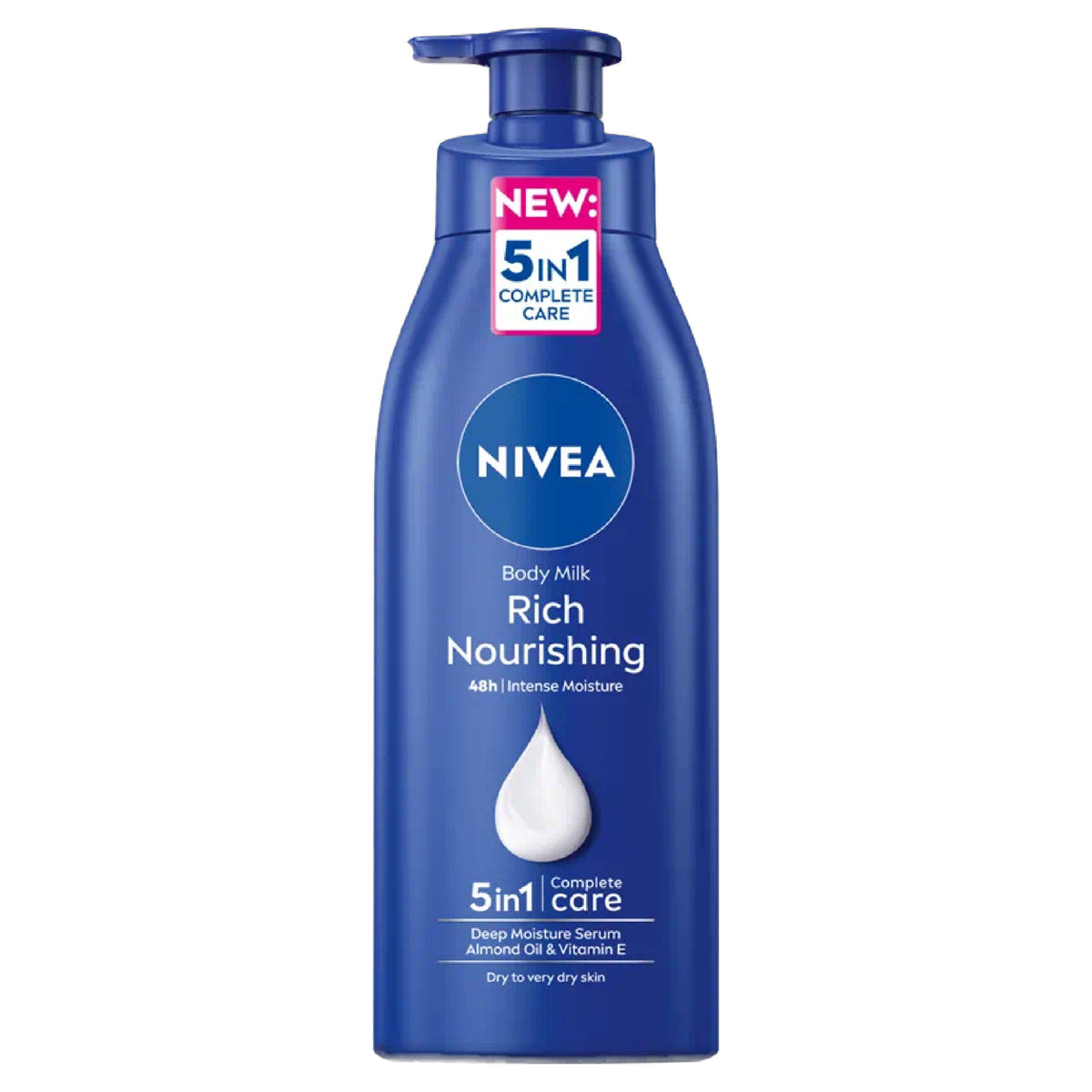 Refect Beauty Nivea Rich Nourishing body lotion bottle with pump for dry skin deep moisture 5-in-1 care formula