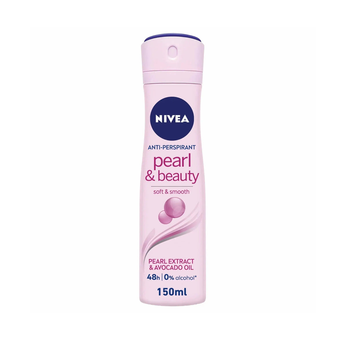 Refect Beauty Nivea Pearl & Beauty antiperspirant spray in a light pink 150ml bottle with pearl extract.