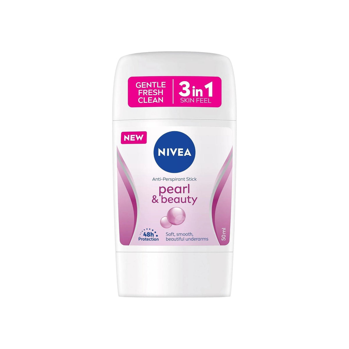 Refect Beauty Nivea Pearl & Beauty anti-perspirant deodorant stick for women with 48h protection in white packaging