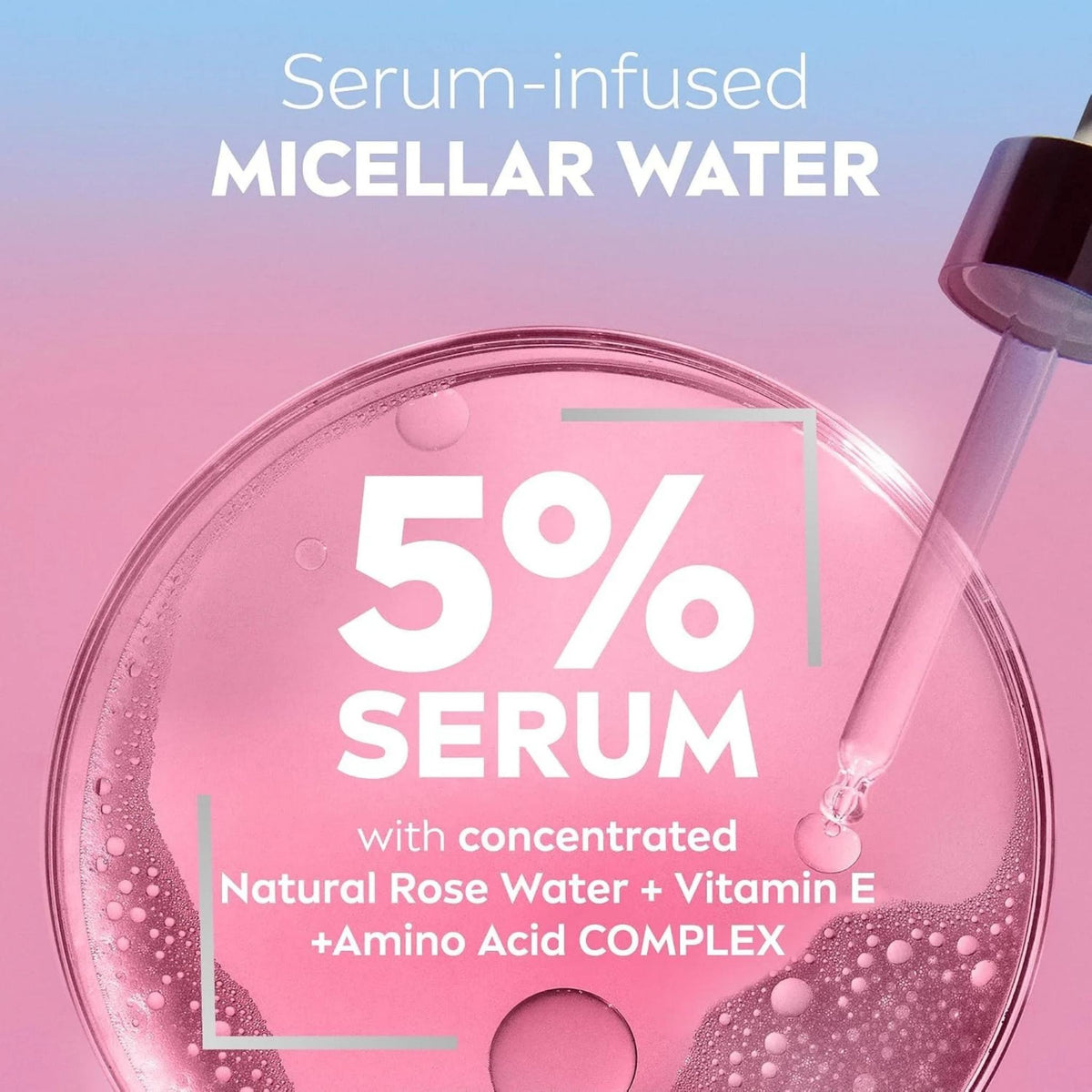 Refect Beauty Nivea micellar rose water makeup remover with 5% serum, vitamin E, and amino acid complex in a bottle.
