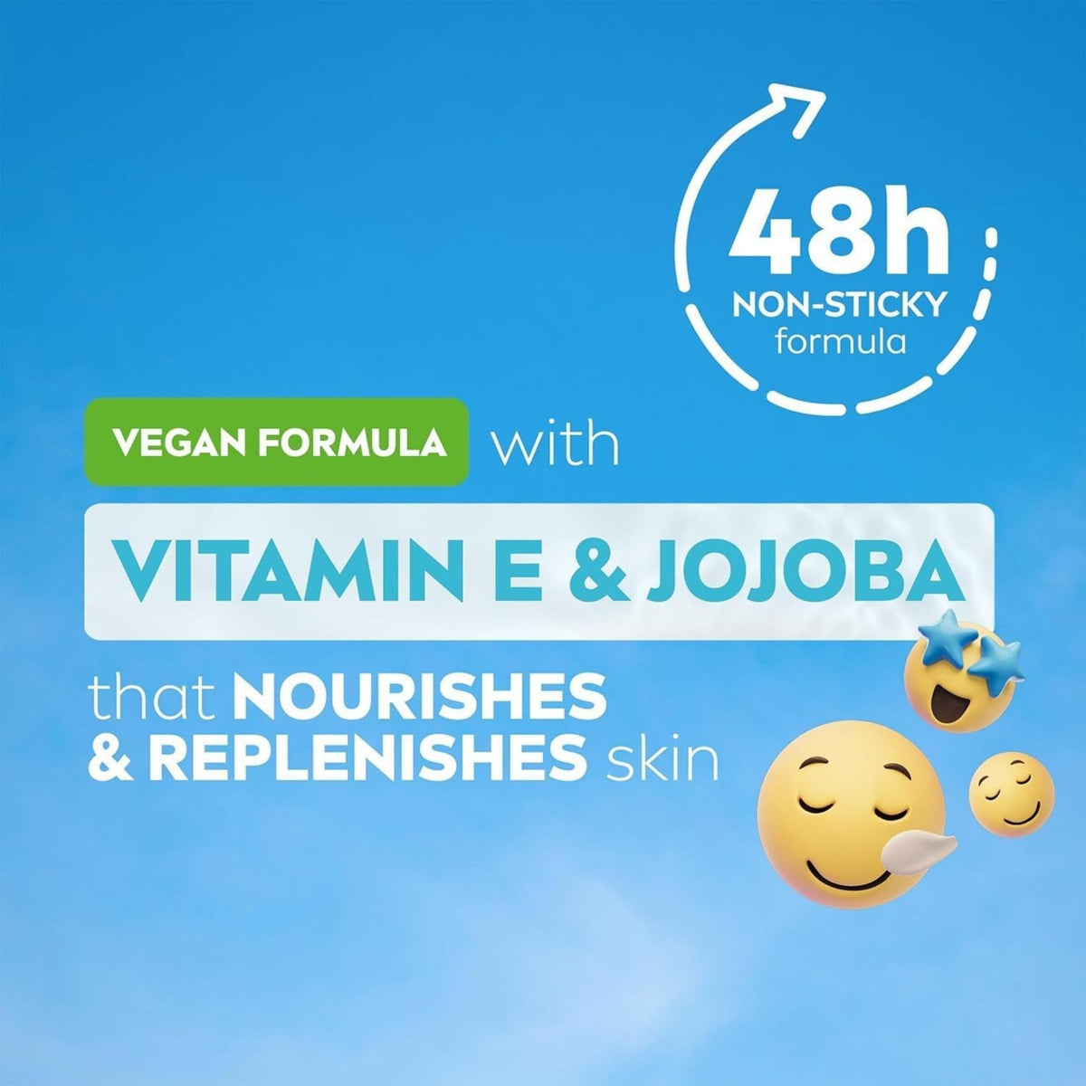 Refect Beauty Nivea Soft moisturizing cream ad featuring Vitamin E, Jojoba oil, and 48h non-sticky vegan formula.
