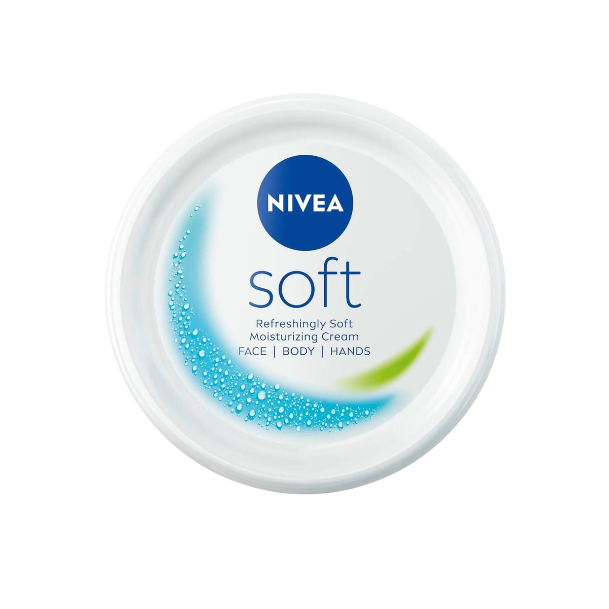 Refect Beauty Nivea Soft moisturizing cream in a white round tub for face, body, and hands with Vitamin E and Jojoba