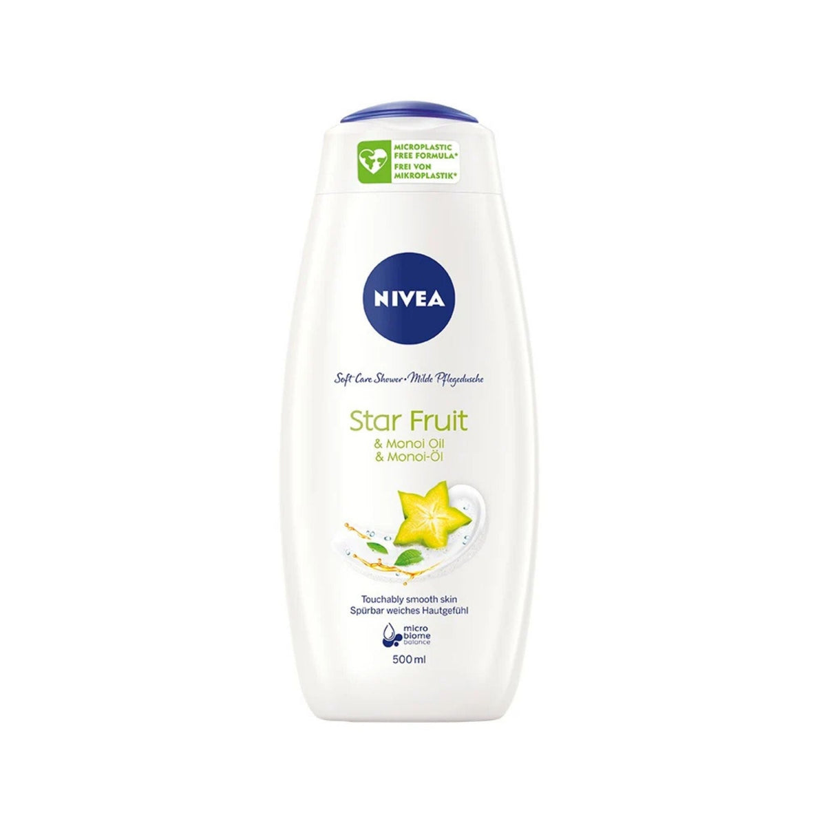 Refect Beauty Nivea Soft Care Star Fruit and Monoi Oil shower gel bottle with a refreshing tropical design.