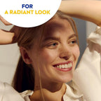 Refect Beauty Nivea Sun Anti-Age Q10 SPF 50 cream shown with a smiling woman enjoying a radiant sunlit look