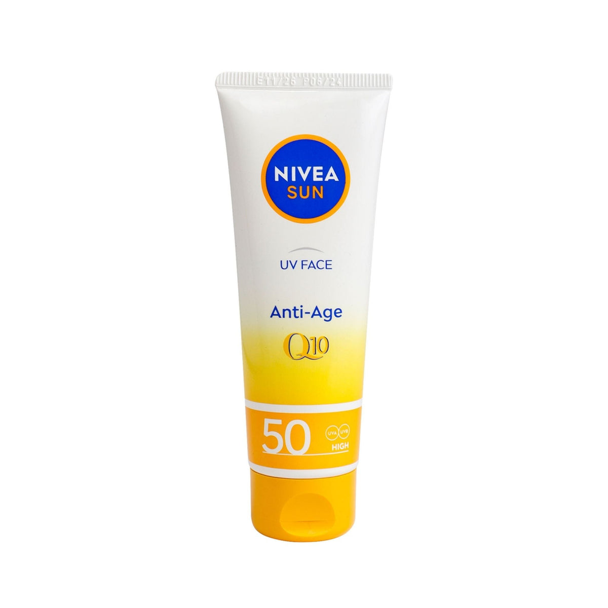 Refect Beauty Nivea Sun Anti-Age Q10 SPF 50 face cream tube for sun protection and wrinkle reduction