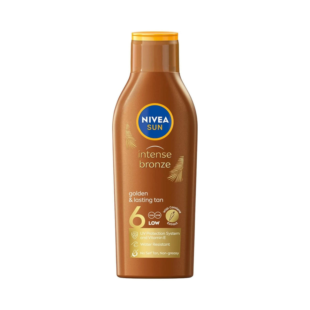 Refect Beauty Nivea Sun Carotene SPF 6 tanning lotion bottle in brown packaging for a golden, lasting tan.
