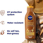 Refect Beauty NIVEA Sun Intense Bronze SPF 6 tanning lotion bottle with carotene for a golden tan and UV protection.