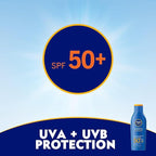 Refect Beauty Nivea Sun Protect & Moisture SPF 50+ sunscreen bottle with UVA and UVB protection graphic