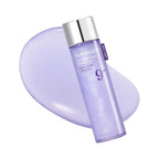 Refect Beauty Numbuzin No. 9 NAD+ PDRN Glow Boosting Toner in a purple bottle with a silver cap on a purple splash