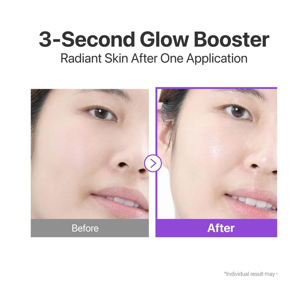 Refect Beauty Numbuzin No. 9 NAD+ PDRN Glow Boosting Toner before and after skin radiance comparison