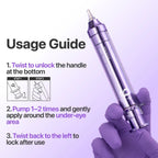 Refect Beauty Numbuzin No.9 NAD+ Retinol eye cream in a purple syringe applicator with usage instructions on screen.
