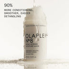 Refect Beauty Olaplex No. 8 Bond Intense Moisture Mask bottle with water dripping over the white packaging
