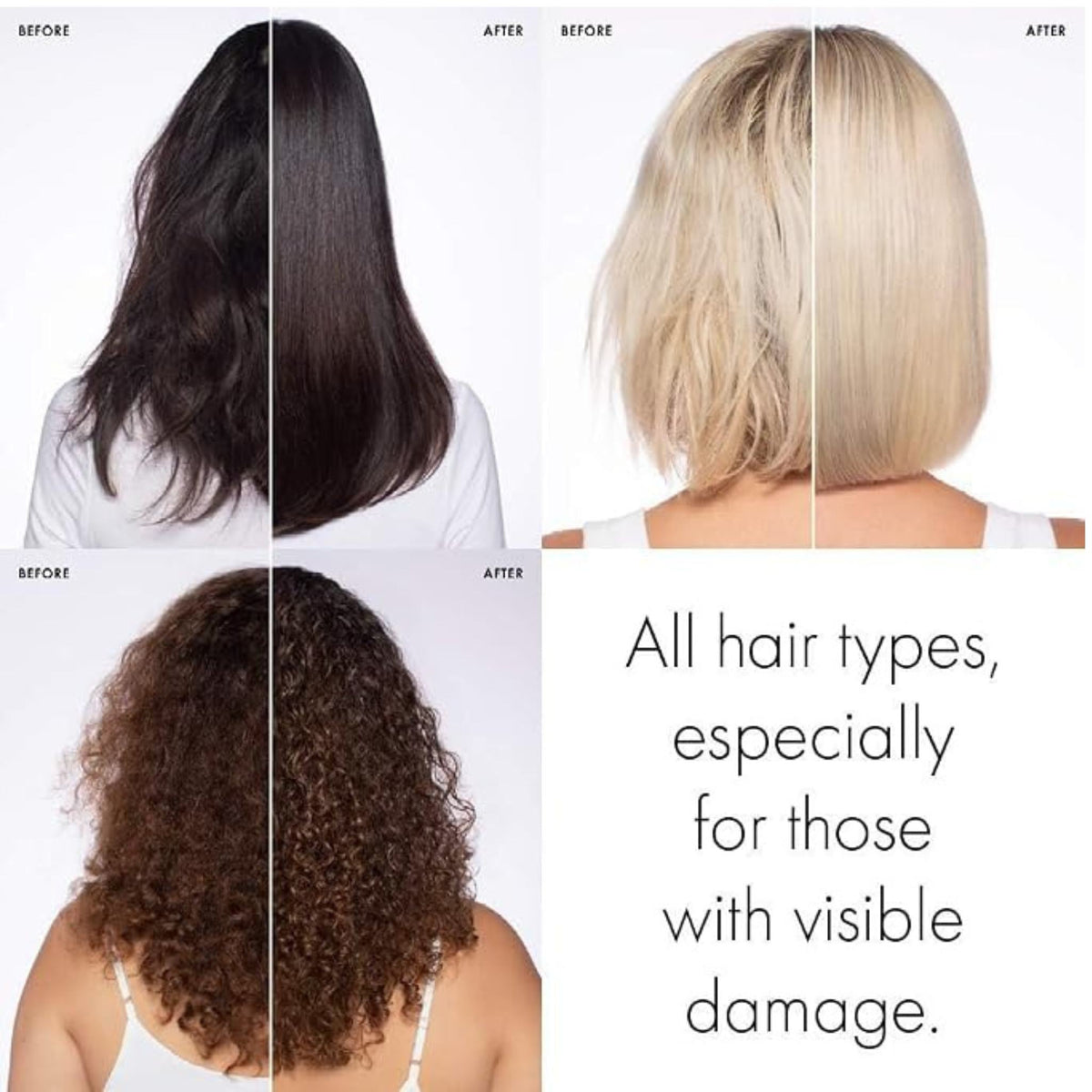 Refect Beauty before and after comparison of hair treated with Olaplex No.3 showing smoother and healthier results