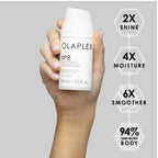 Refect Beauty Olaplex No.8 Bond Intense Moisture Mask bottle held in hand with clinical results infographic