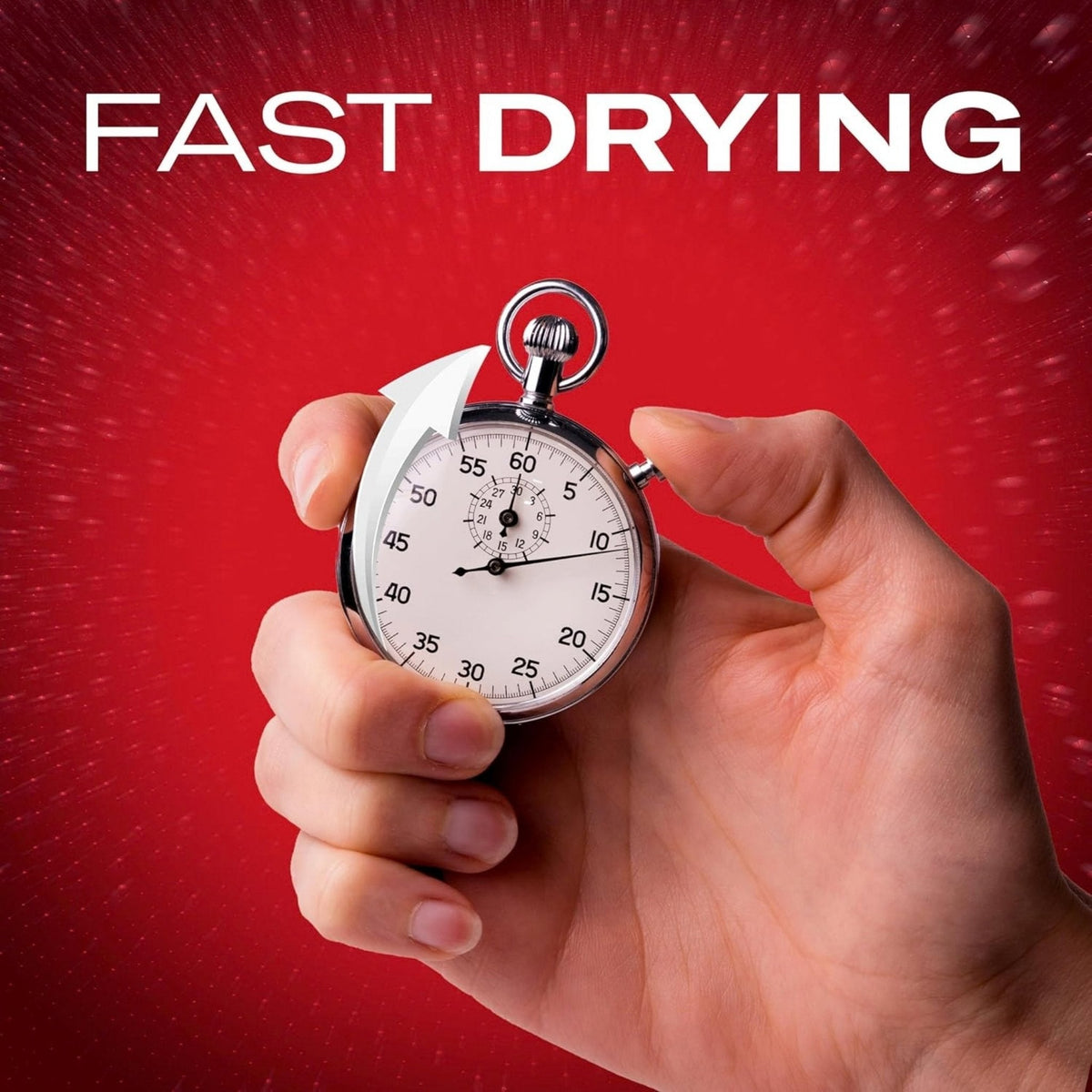 Refect Beauty Old Spice Original After Shave Lotion fast-drying concept with a hand holding a silver stopwatch