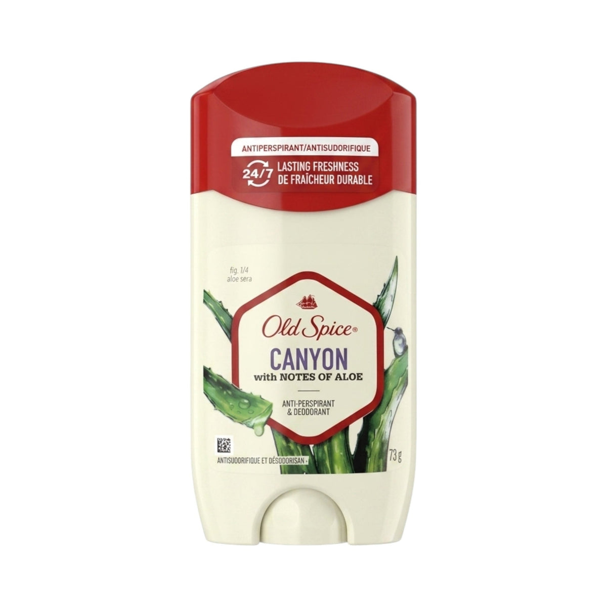 Refect Beauty Old Spice Canyon antiperspirant and deodorant stick with aloe for men in a white and red container