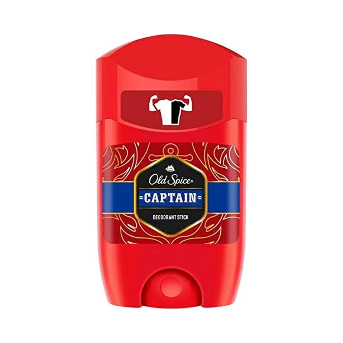 Refect Beauty Old Spice Captain deodorant stick in a red container with a masculine fragrance label