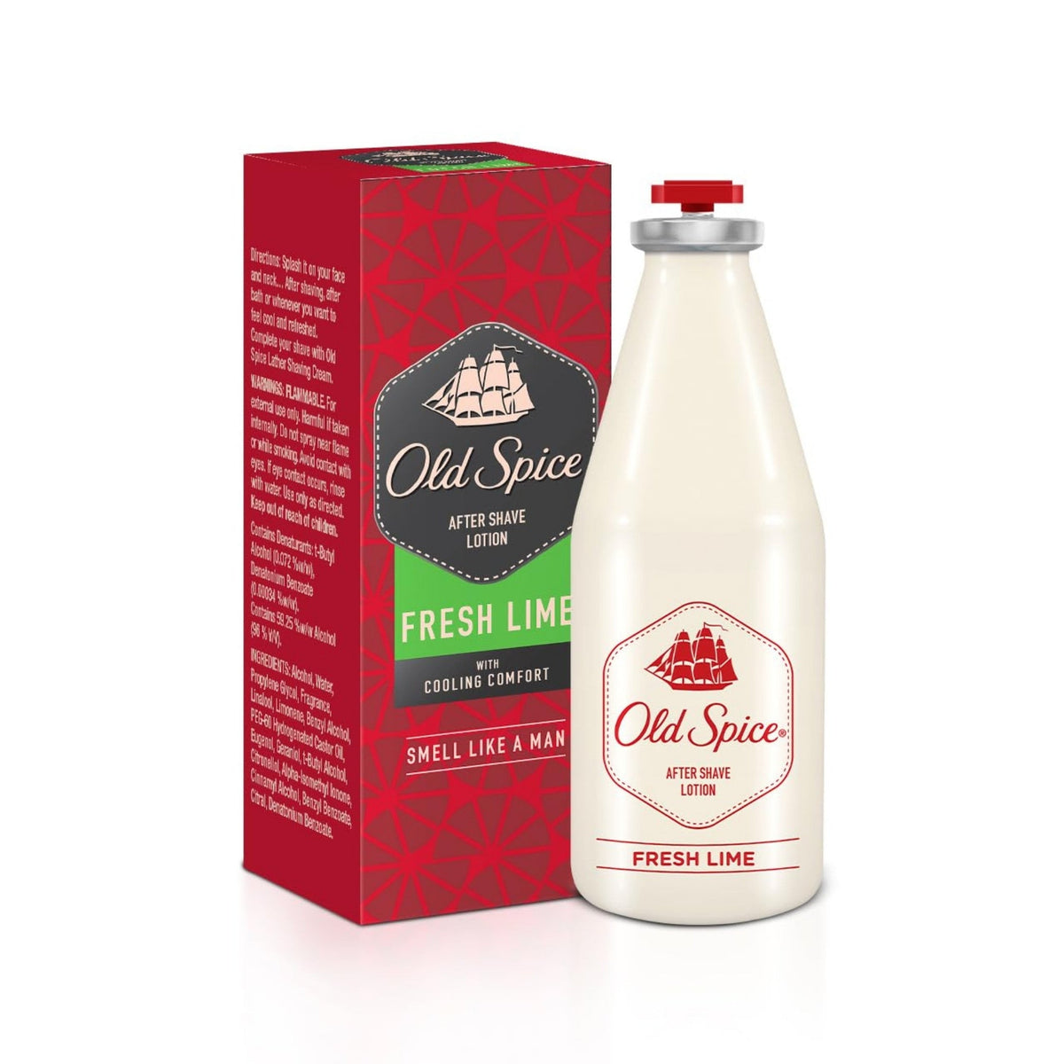 Refect Beauty Old Spice Fresh Lime after shave lotion bottle and red packaging box for men