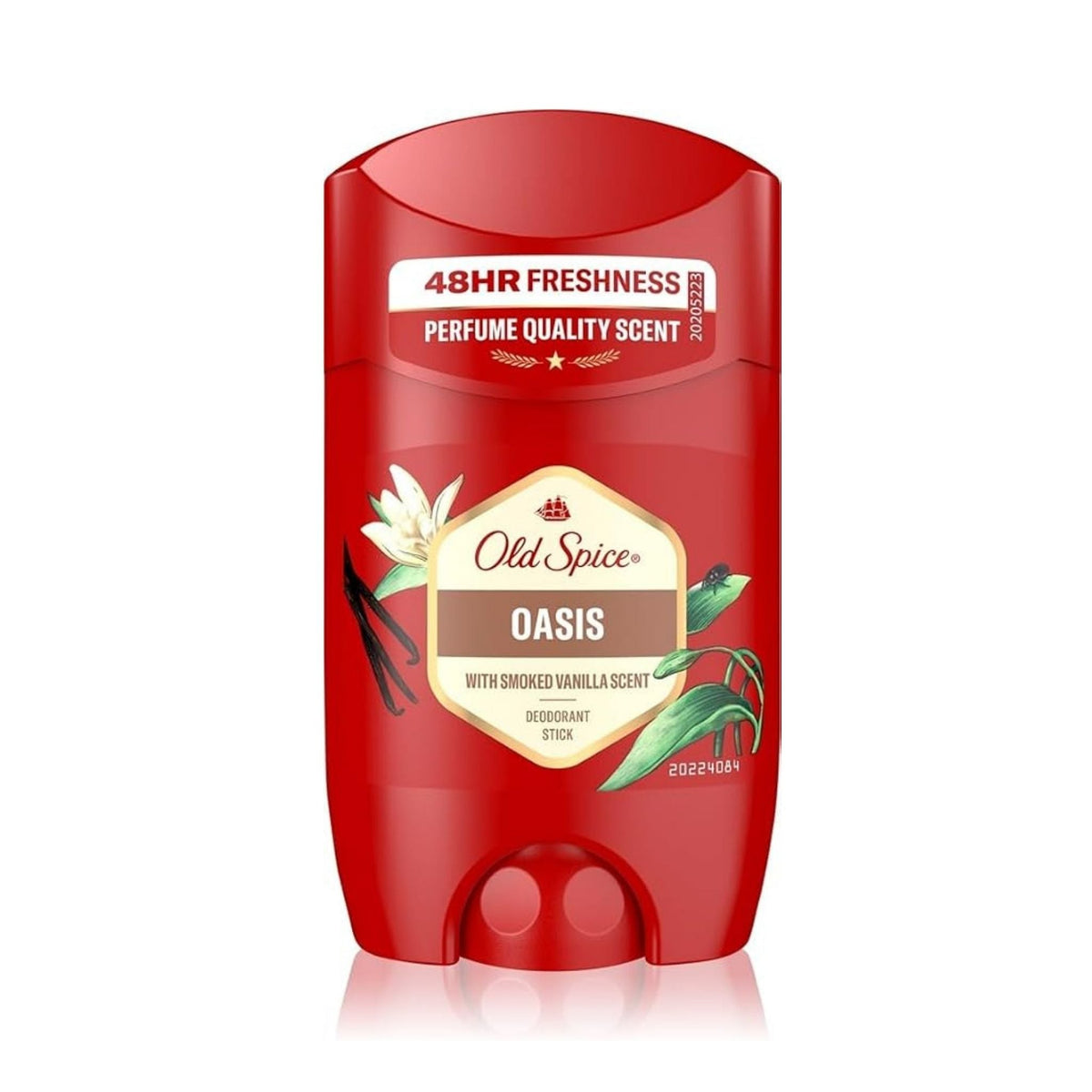 Refect Beauty Old Spice Oasis deodorant stick with smoked vanilla scent in a red container for 48-hour freshness
