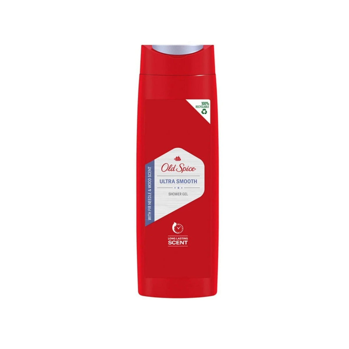 Refect Beauty Old Spice Ultra Smooth shower gel in a red bottle with fir needle and wood scent for daily cleansing