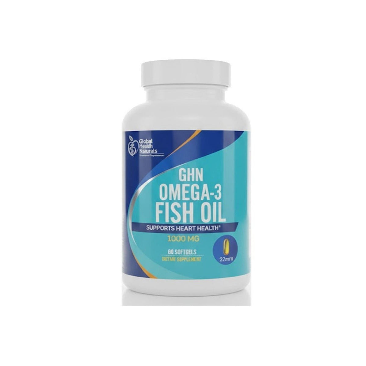 Refect Beauty Global Health Naturals Omega-3 Fish Oil 1000 mg supplement bottle with blue and white label