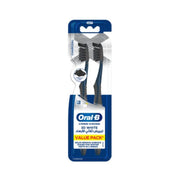 Refect Beauty Oral-B 3D White Charcoal soft toothbrush value pack with two black-bristled brushes in blue packaging.