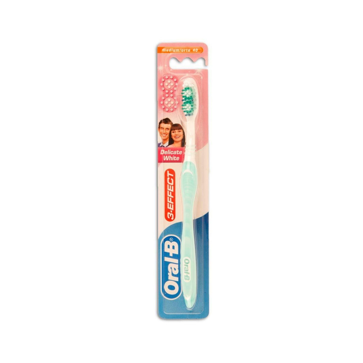 Refect Beauty Oral-B Delicate White 3-Effect 40 medium toothbrush in original blister packaging