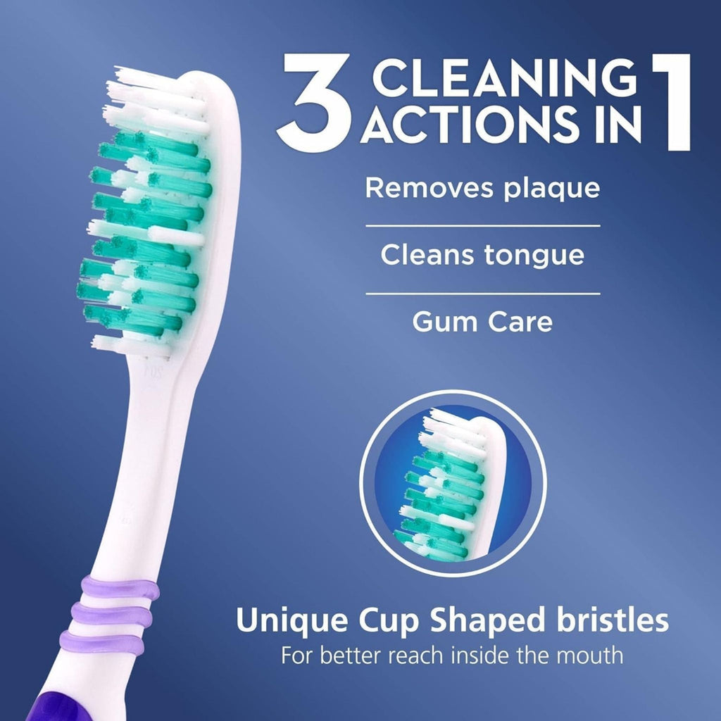 Refect Beauty Oral-B manual toothbrush with white and green cup-shaped bristles for plaque removal and gum care