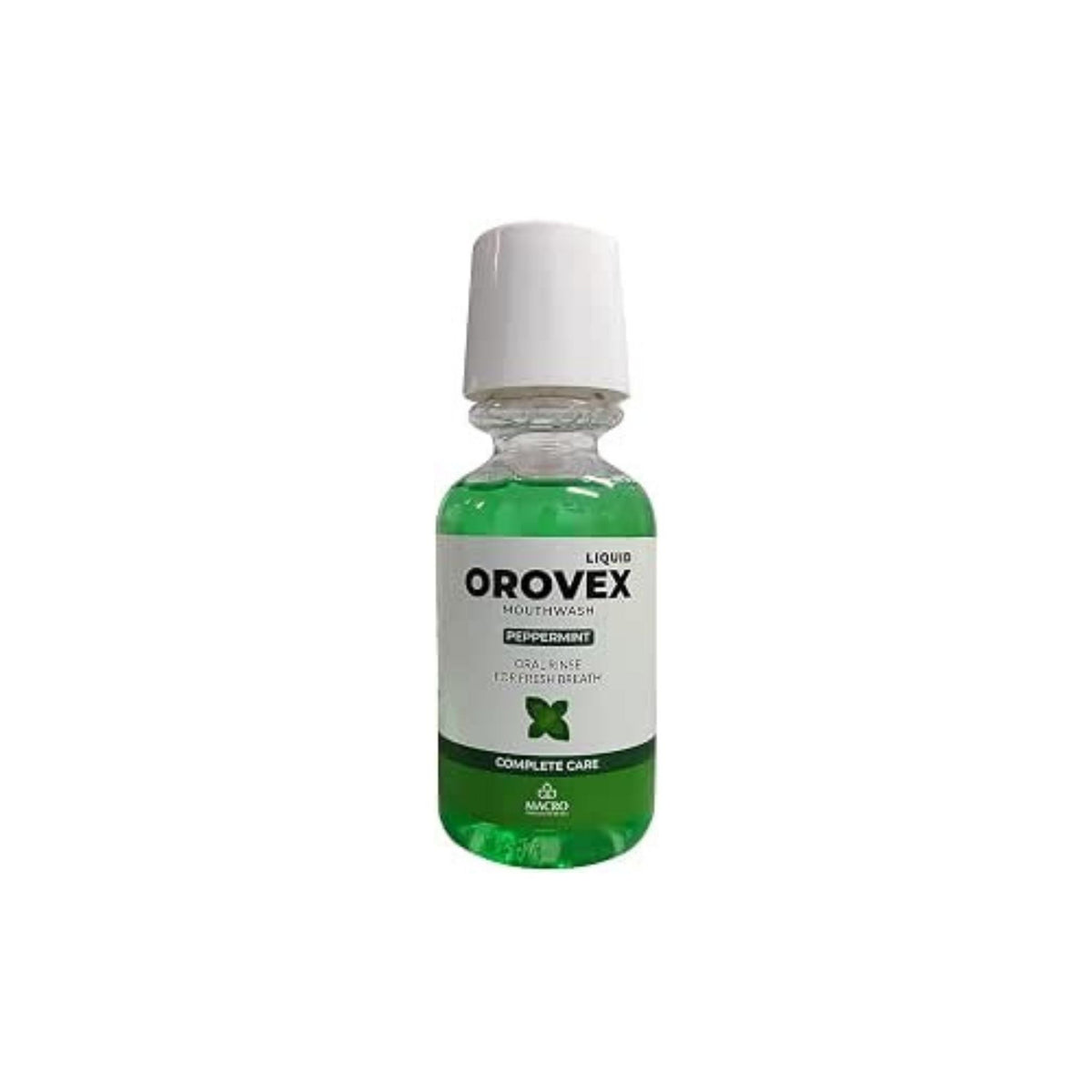 Refect Beauty Orovex Peppermint mouthwash in a clear bottle with green liquid for daily oral hygiene and fresh breath