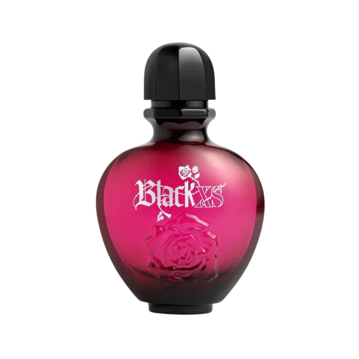 Refect Beauty Paco Rabanne Black XS for Women eau de toilette in a heart-shaped red glass bottle with a black cap
