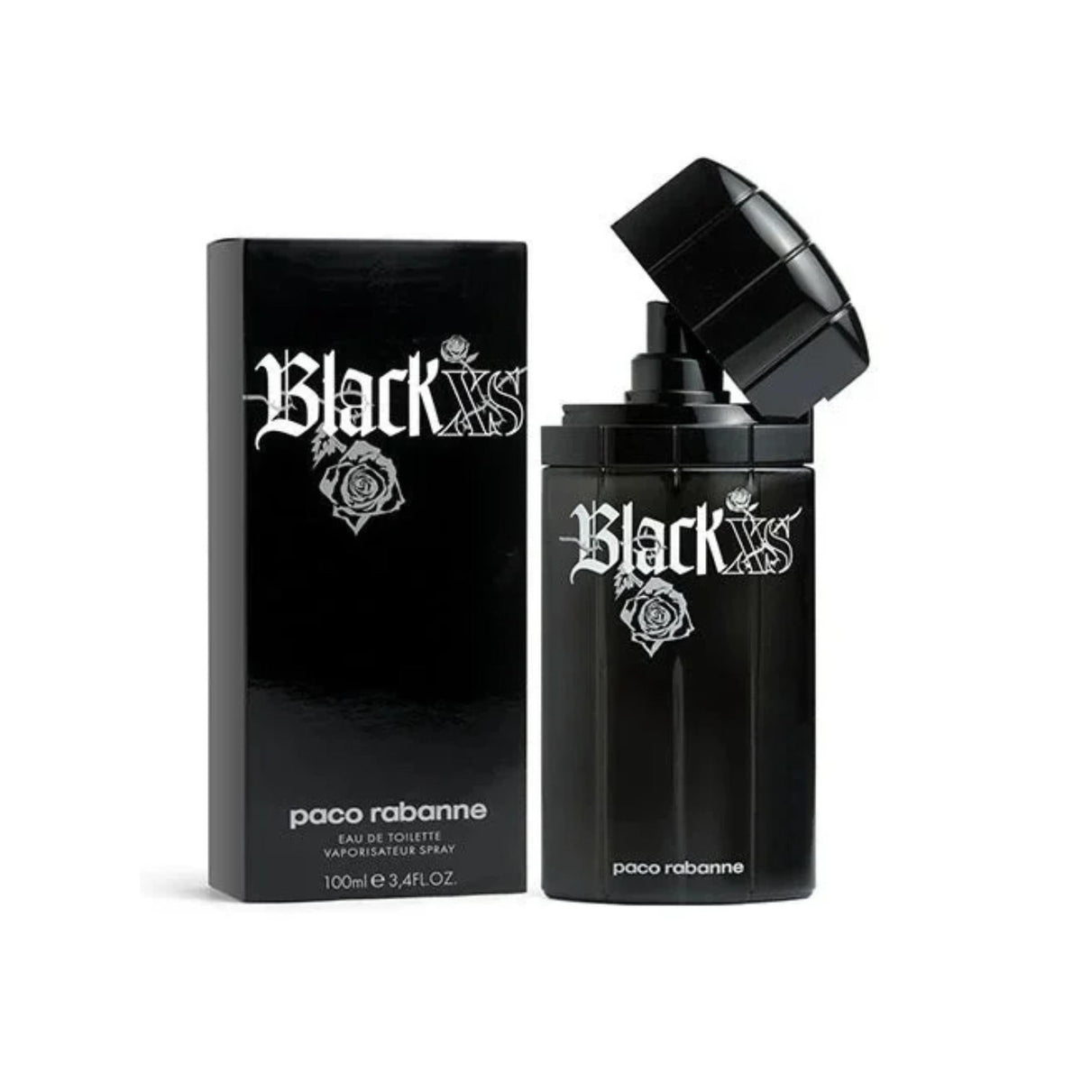 Refect Beauty Paco Rabanne Black XS Eau de Toilette for men in a sleek black bottle with matching gift box packaging