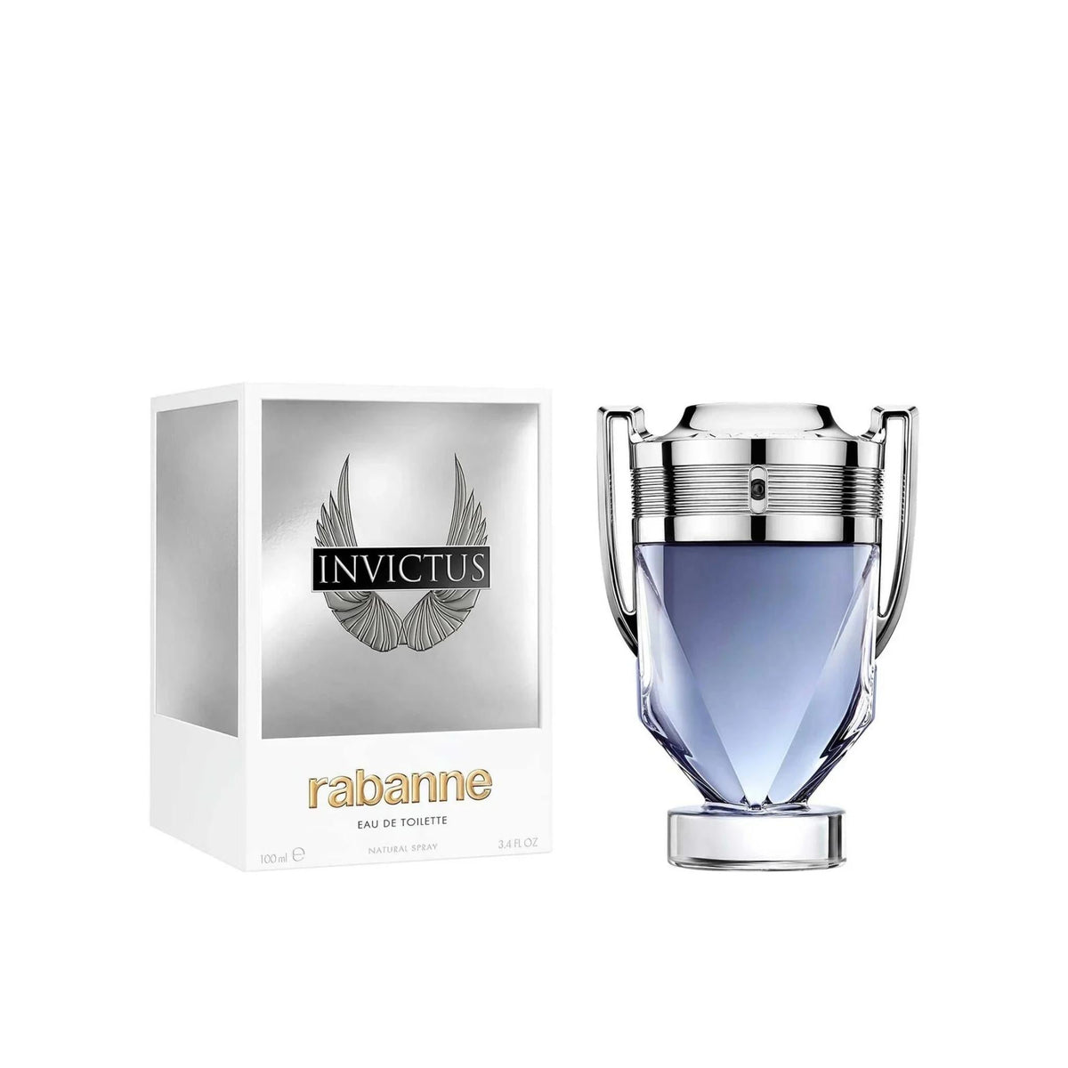 Refect Beauty Paco Rabanne Invictus Eau de Toilette 100ml bottle with trophy design and matching white gift box