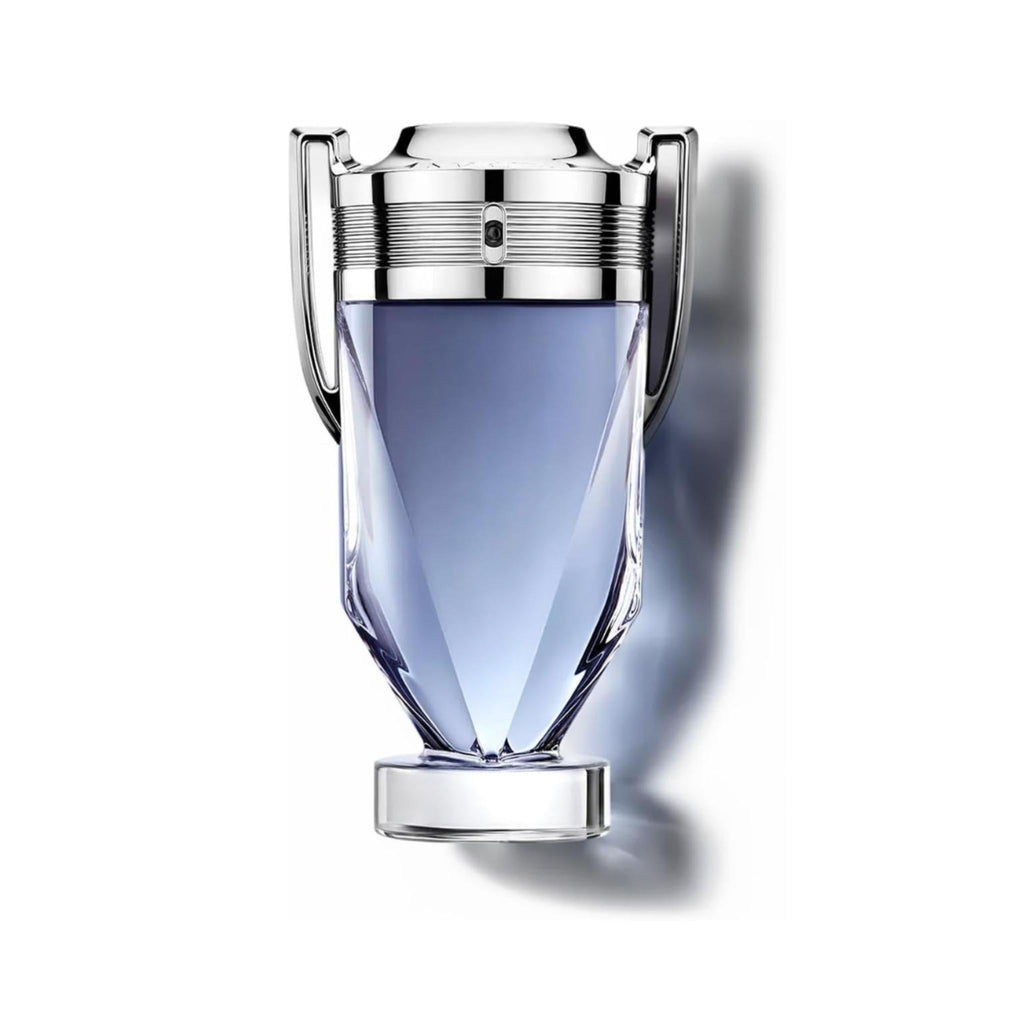 Refect Beauty Paco Rabanne Invictus Eau de Toilette in a trophy-shaped glass bottle with silver metallic accents.