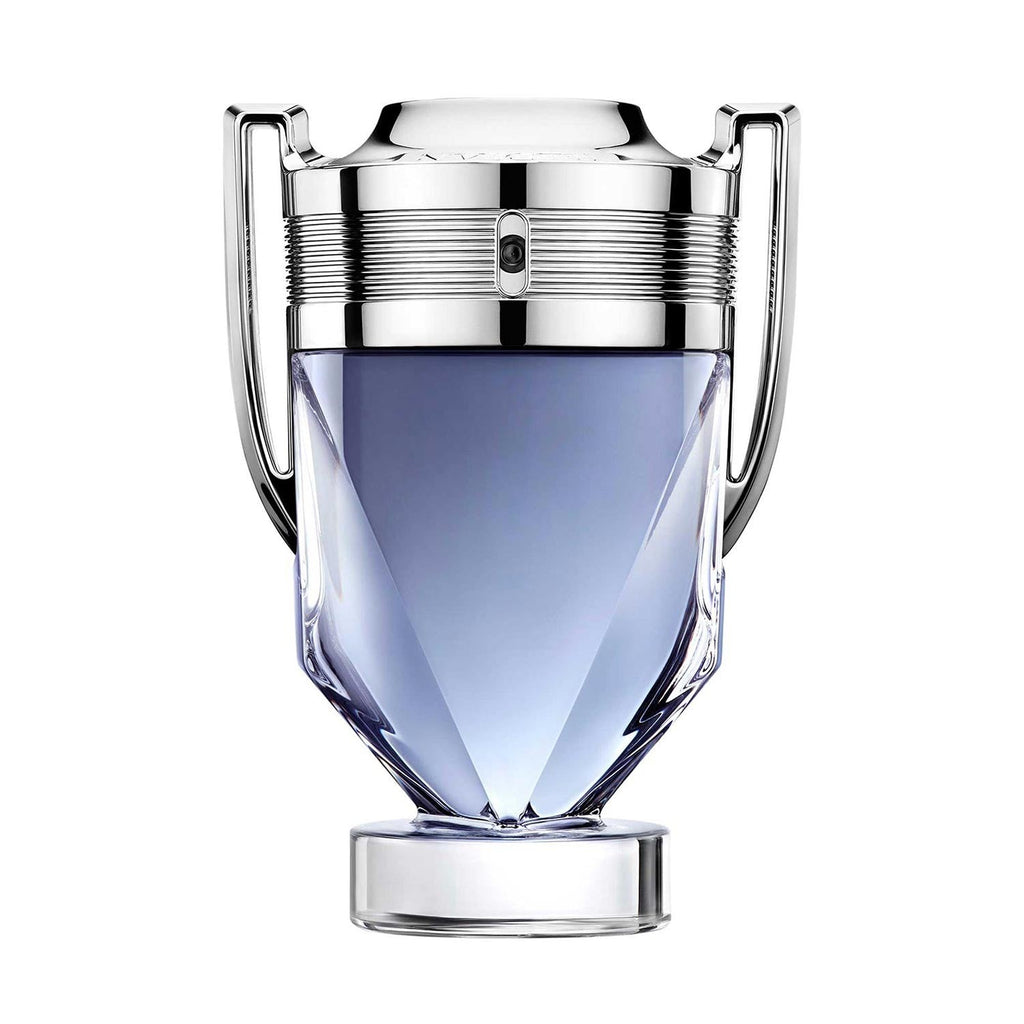 Refect Beauty Paco Rabanne Invictus Eau de Toilette in a trophy-shaped glass bottle with silver metallic accents.