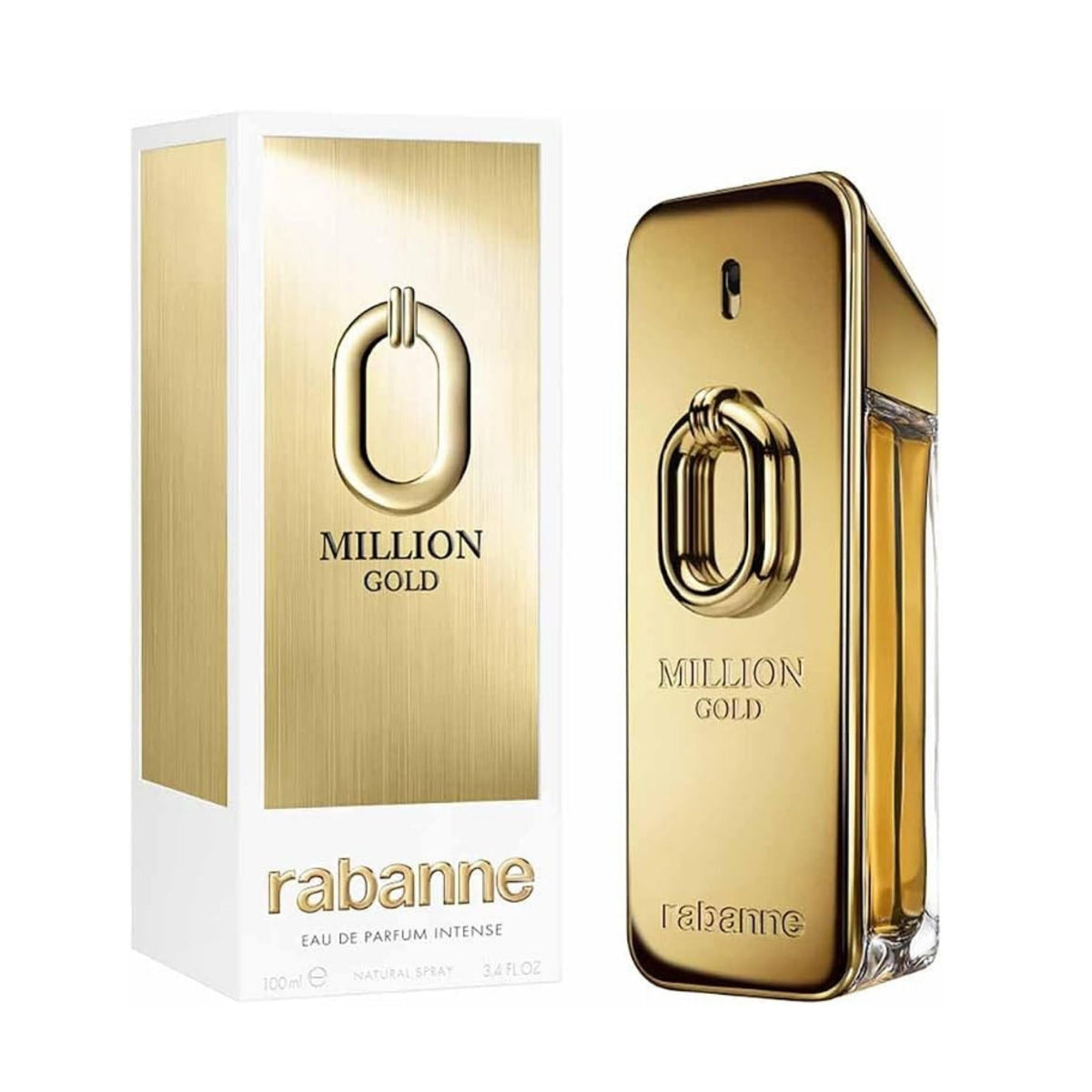 Refect Beauty Paco Rabanne Million Gold Eau de Parfum Intense bottle and box with gold metallic finish
