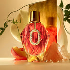 Refect Beauty Paco Rabanne Million Gold Pure Diamonds perfume bottle with crystal accents and floral background