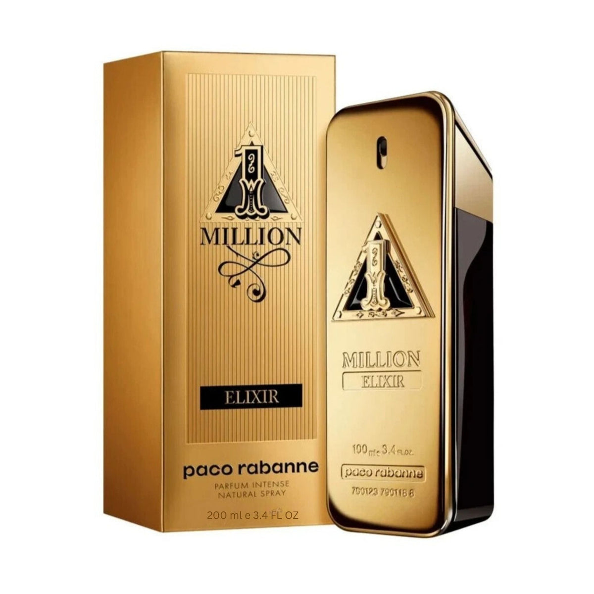 Refect Beauty Paco Rabanne One Million Elixir Parfum Intense in its iconic gold bar bottle and matching box packaging.
