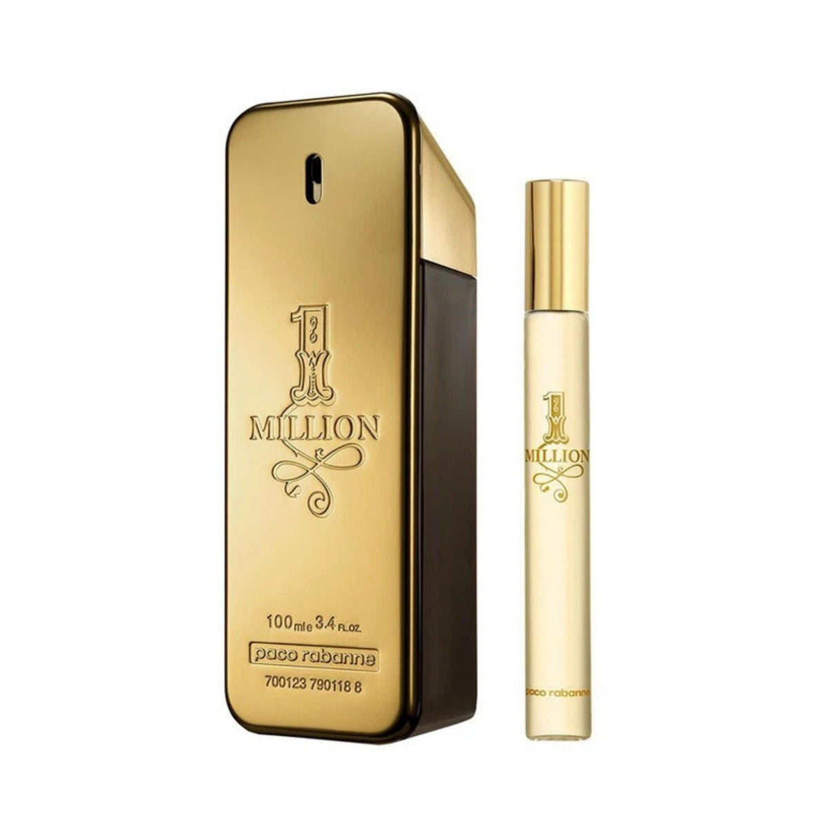 Refect Beauty Paco Rabanne 1 Million men's fragrance gift set featuring a gold bar bottle and travel spray