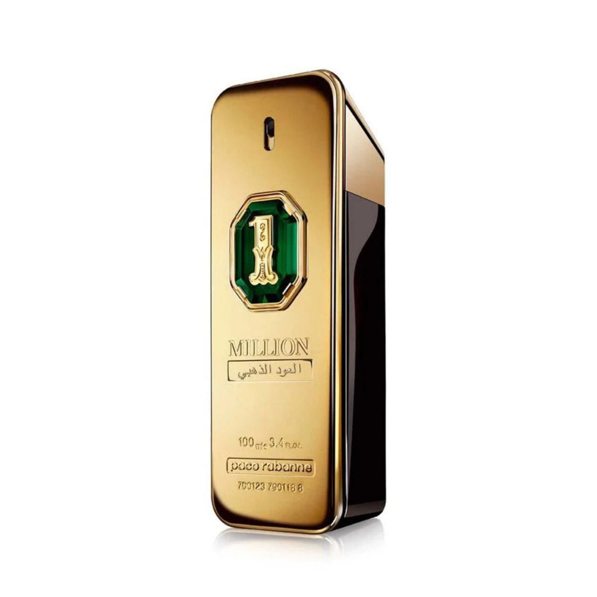 Refect Beauty Paco Rabanne One Million Golden Oud Parfum Intense in a signature gold bottle with green emblem