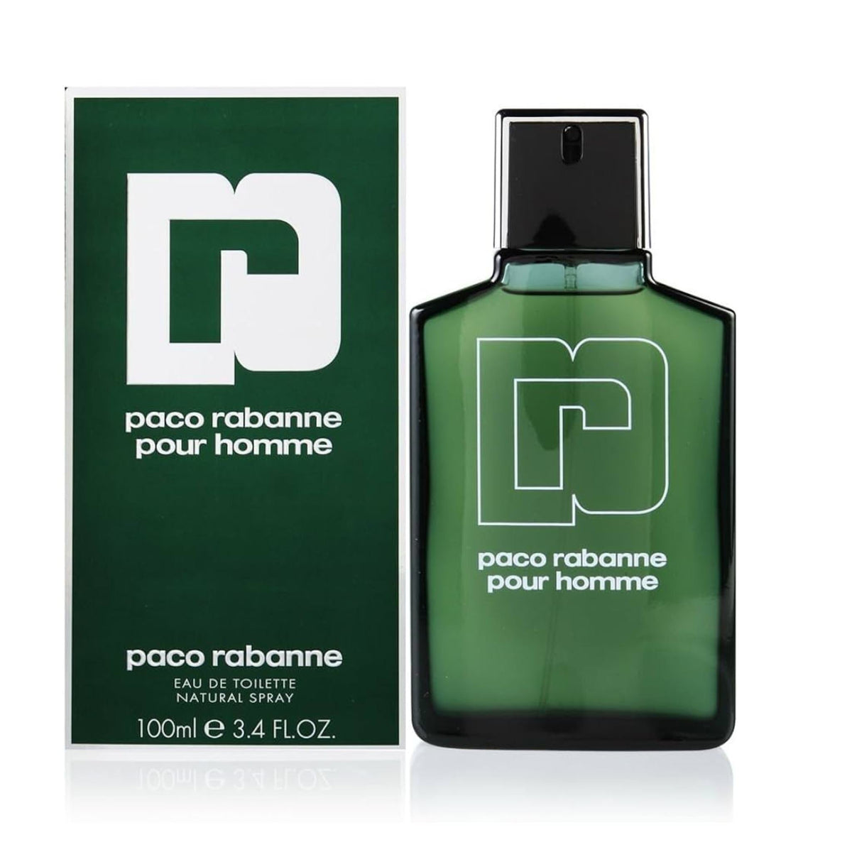 Refect Beauty Paco Rabanne Pour Homme Eau de Toilette 100ml bottle and green packaging box